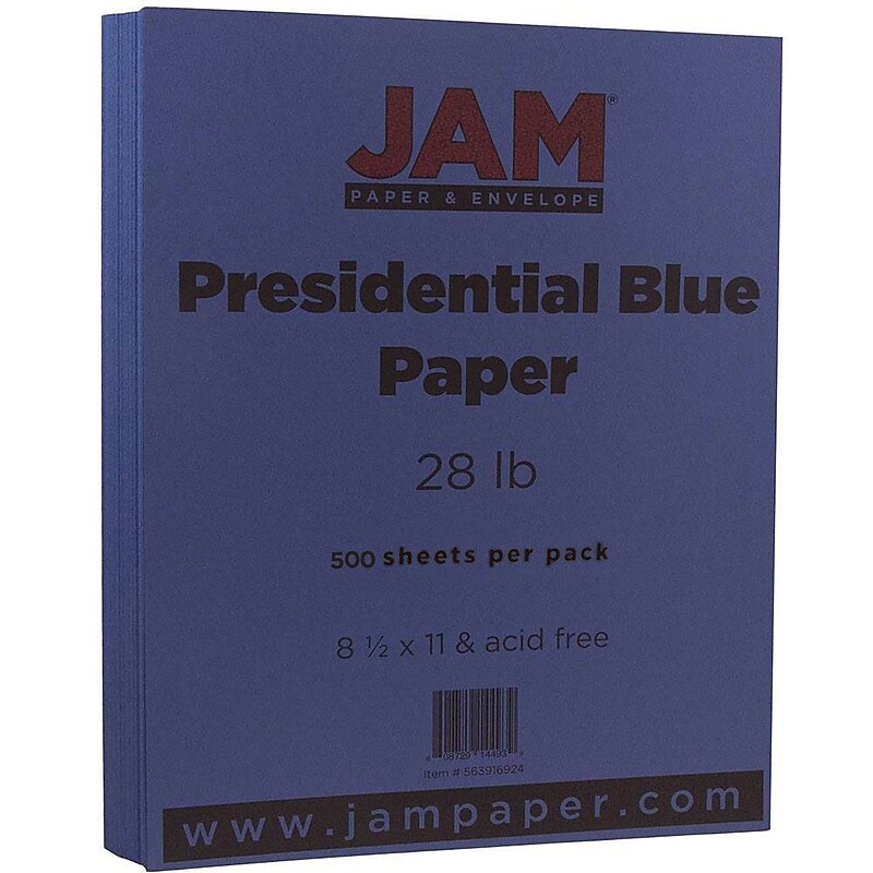 JAM Paper® Matte 28lb Paper, 8.5 x 11, Presidential Blue, 500 Sheets/Ream (563916924B) image 1