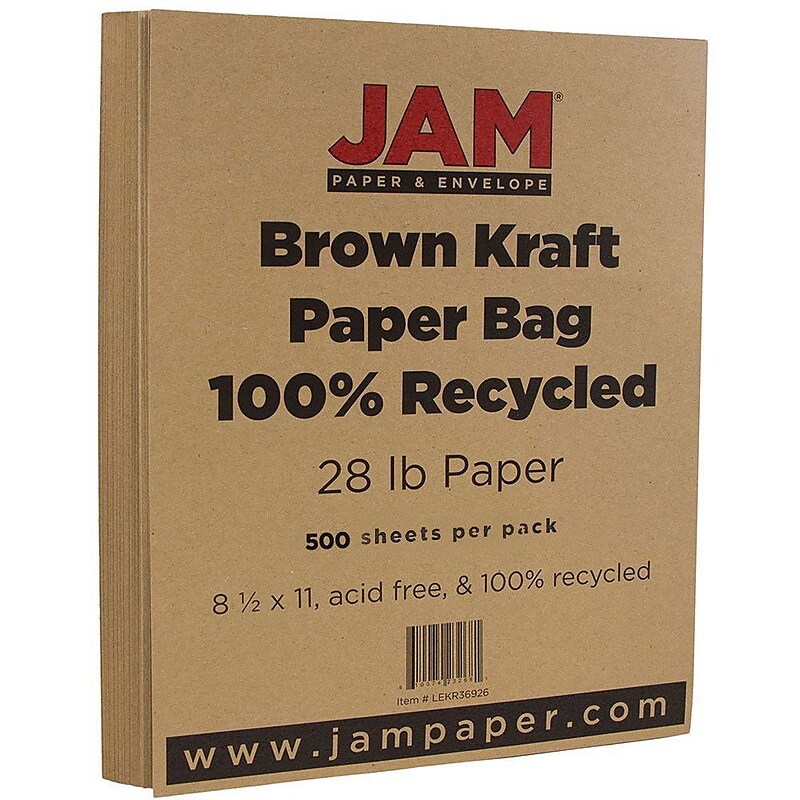 JAM Paper Matte 8.5" x 11" Multipurpose Paper, 28 lbs., Paper, Brown Kraft, 500 Sheets/Ream (LEKR36926B) image 1