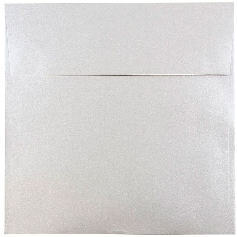 JAM Paper 8.5 x 8.5 Square Metallic Invitation Envelopes, Stardream Silver, 50/Pack (V018318I) image 1