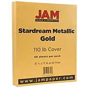 JAM Paper 110 lb. Cardstock Paper, 8.5" x 11", Gold Stardream, 50 Sheets/Pack (173SD8511GO285)