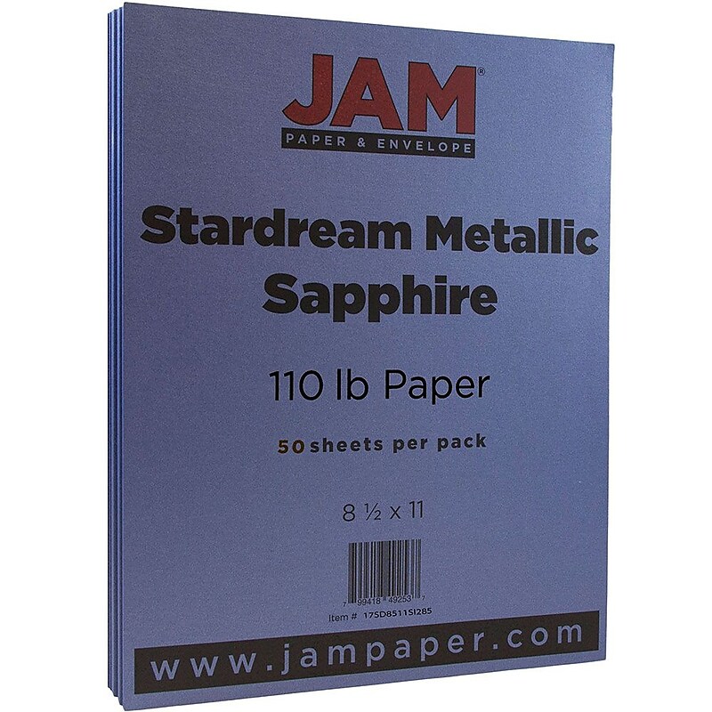 JAM Paper 110 lb. Cardstock Paper, 8.5" x 11", Sapphire Blue Stardream, 50 Sheets/Pack (173SD8511SI285) image 1