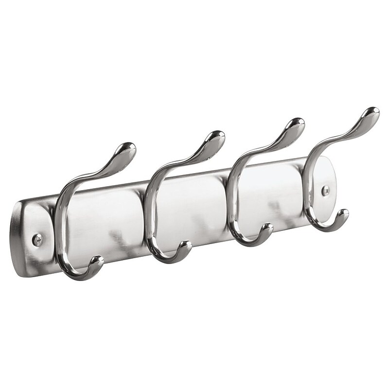 Bruschia Wall Mount Entryway Storage Rack, 4 Hooks, Brushed Nickel/Chrome (31540) image 1