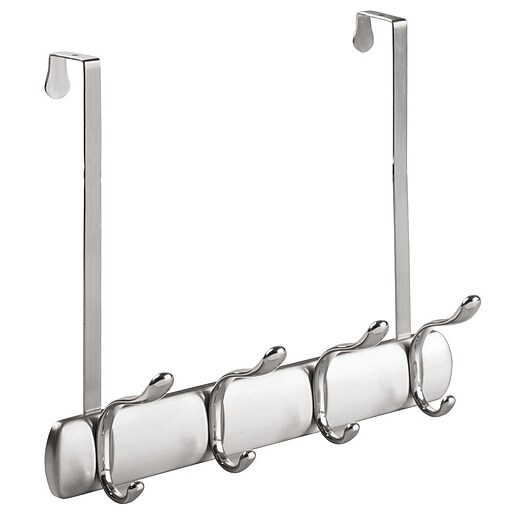 Bruschia Over the Door 4Hook Rack for Coats, Hats, Robes, Towels Brushed Nickel/Chrome (31740