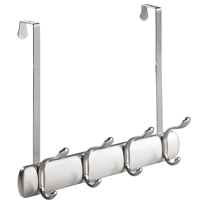 Bruschia Over the Door 4-Hook Rack for Coats, Hats, Robes, Towels - Brushed Nickel/Chrome (31740) image 1