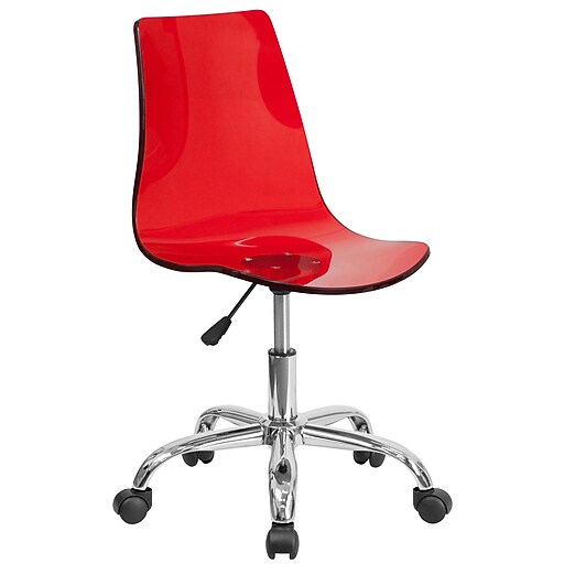 Flash Furniture Plastic Computer and Desk Office Chair, Armless, Red