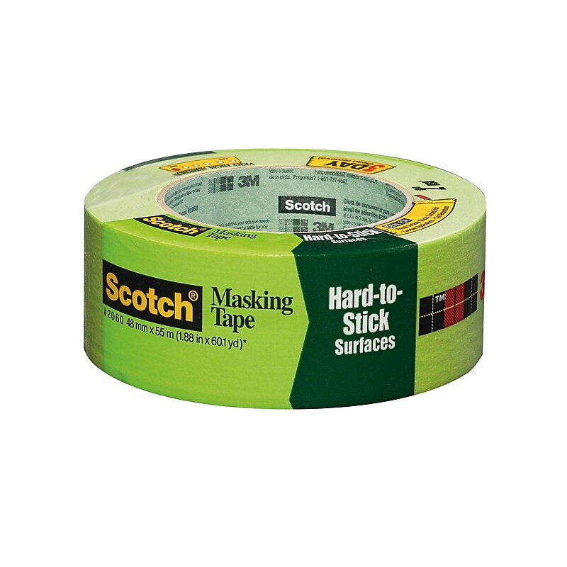 3M™ Green Masking Tape 1.88" x 60 yds. for Hard-to-Stick Surfaces, Green (206048ABK) image 1