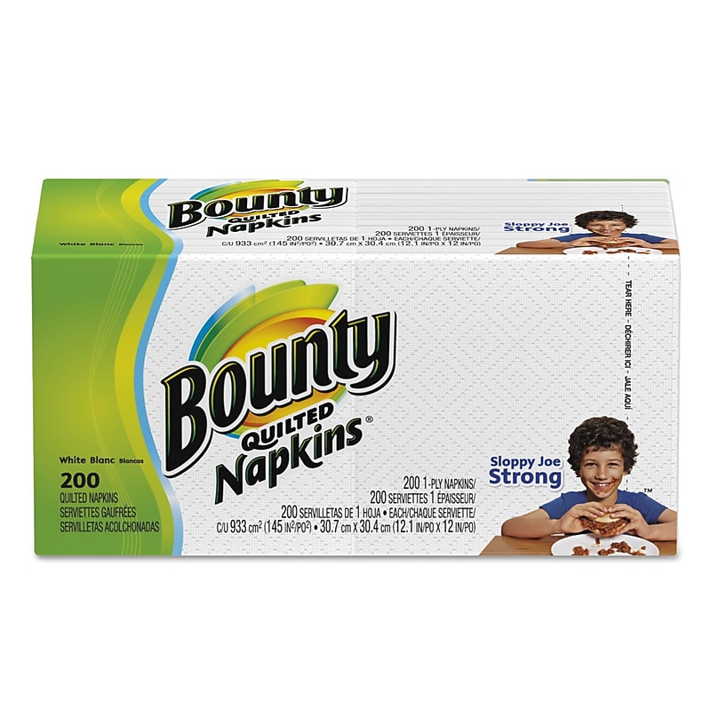 Bounty Quilted Napkins, 1-Ply, White, 200/Pack, 8 Packs/Carton (PGC96595CT) image 1