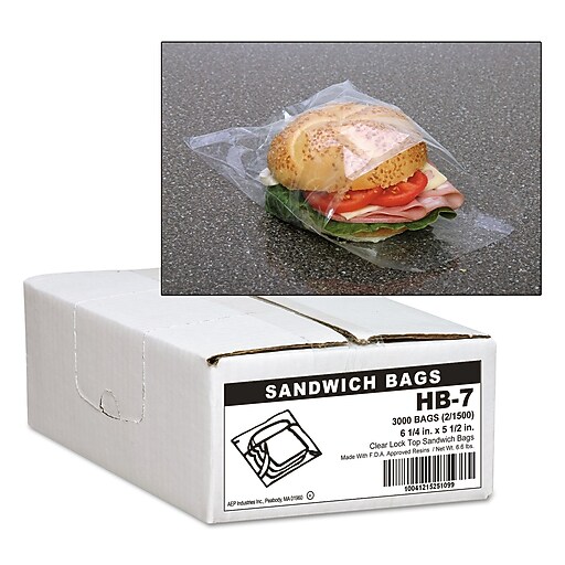 Shop Staples for ster HandiBag Jumbo Sandwich Bags, Fold Lock, 5 1/2 X 6 1/4, 0.7mil, Clear