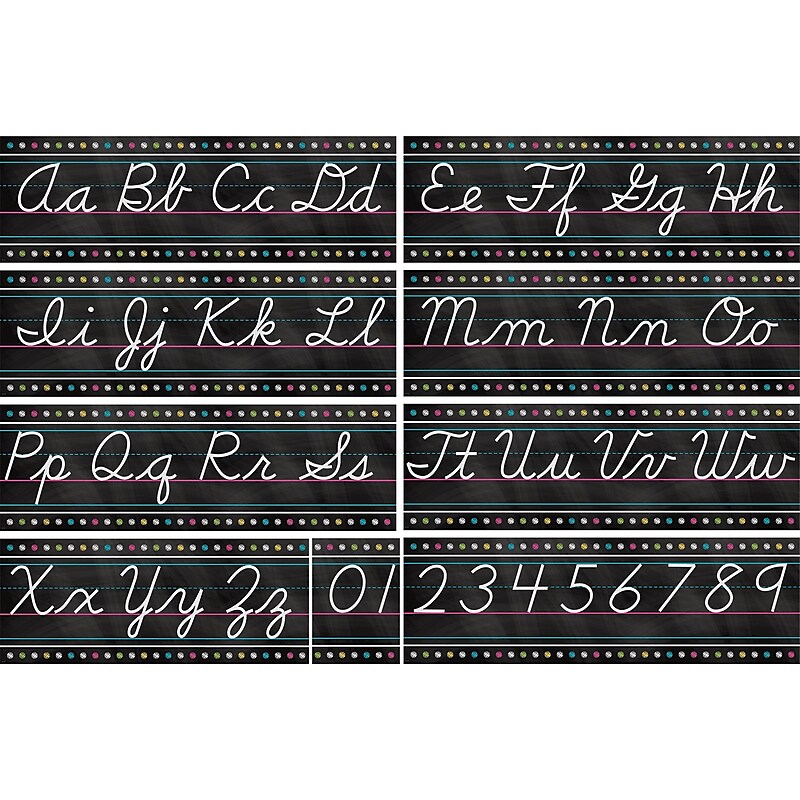 Teacher Created Resources Chalkboard Brights Cursive Writing Bulletin Board Display Set (TCR5858) image 1
