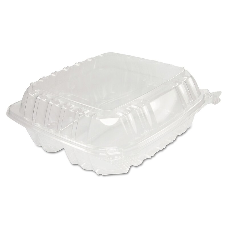 Dart ClearSeal Hinged-Lid Plastic Containers, Clear, Plastic, 125/Pack, 2 Packs/Carton (DCCC90PST3) image 1