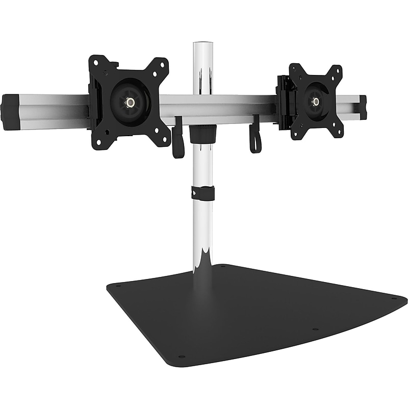 SIIG Easy-Adjust Dual Monitor Desk Stand Adjustable, Up to 27", Silver/Black (CE-MT2011-S1) image 1