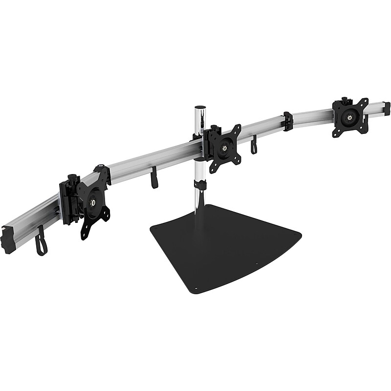 SIIG Easy-Adjust Triple Monitor Desk Stand Adjustable, Up to 27", Black/Silver (CEMT2111S1) image 1
