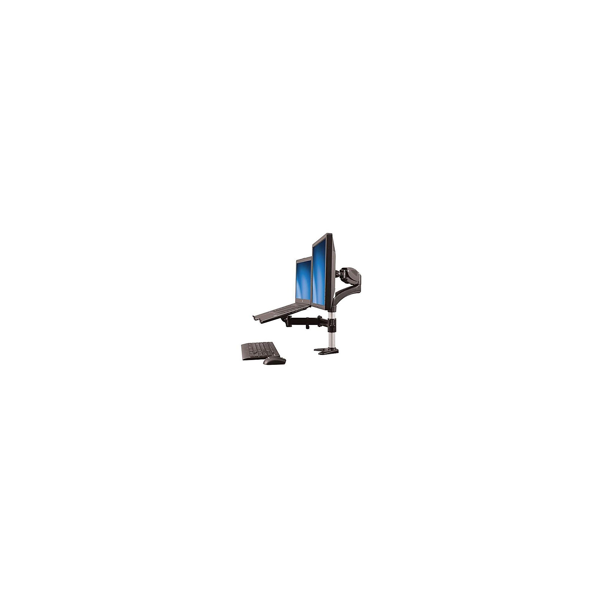 StarTech Single-Monitor Arm – Laptop Tray – One-Touch Height Adjustment Adjustable Monitor Mount, Up to 27″, Black (ARMUNONB) Simolary simolary.com