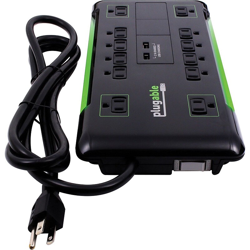 Plugable 12-Outlet 4320 J Surge Suppressor, 6' (PS12-USB2B) image 1