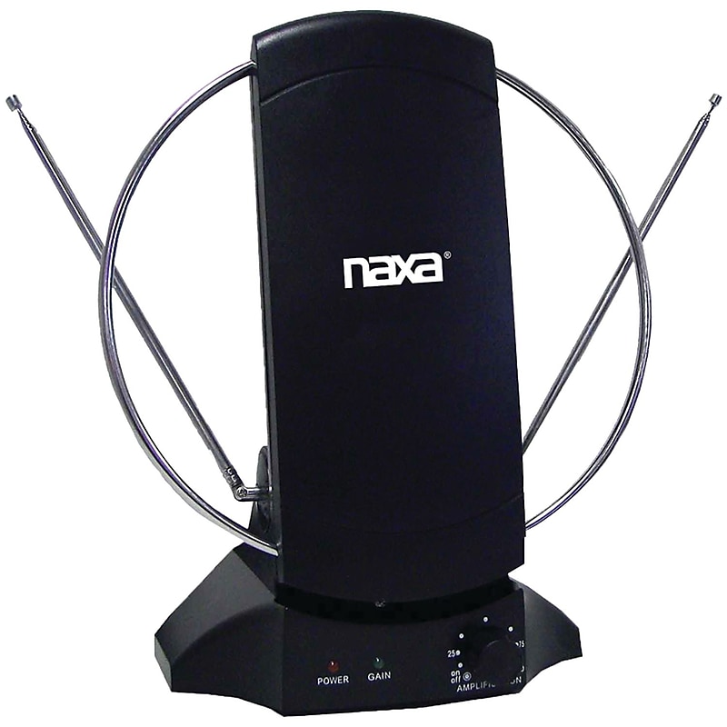 Naxa High-Powered Amplified ATSC/HDTV/FM Antenna, Black (NAXA308) image 1