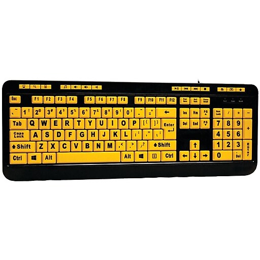 Adesso Luminous Wired Keyboard, Yellow/Black (AKB132UY) Staples