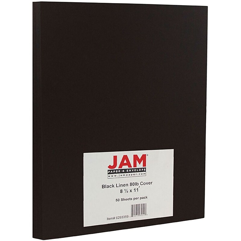 JAM Paper 80 lb. Cardstock Paper, 8.5" x 11", Black, 50 Sheets/Pack (6293359) image 1
