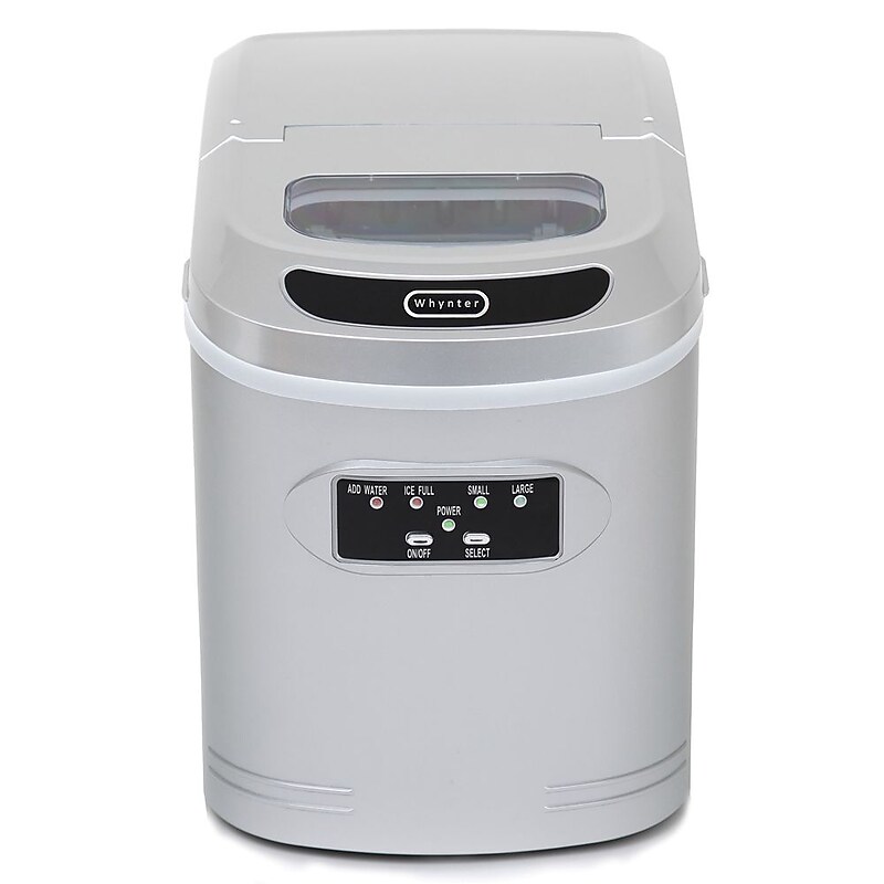 Whynter  - Ice Maker, Compact, Portable, Metallic Silver, Makes 27 Lbs. Per Day