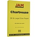 JAM Paper® Legal Matte 28lb Paper, 8.5 x 14, Chartreuse Green, 50 Sheets/Pack (16729317)