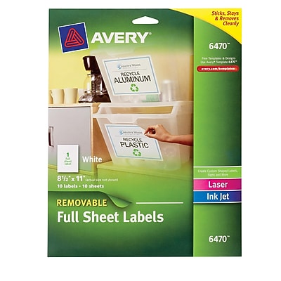 avery white full sheet labels