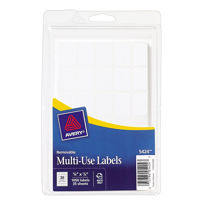 Avery Labels, 5/8" x 7/8", White, 1,050 Labels/Pack (5424) image 1