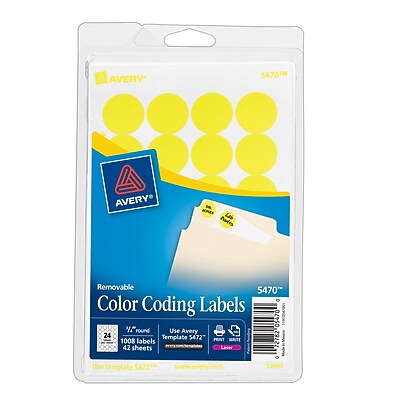 avery 5470 round 34 diameter print write color coding labels