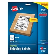 Avery Inkjet Internet Shipping Labels with TrueBlock, White, 50 Labels Per Pack (08126)