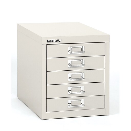 Bisley® 5-Drawer Steel Desktop Vertical File Cabinet, White, Letter/A4  (MD5-WH)