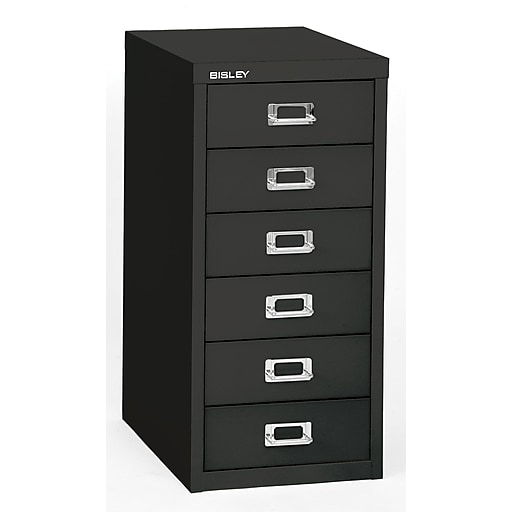 Bisley 6-Drawer Steel Vertical File Cabinet Black Letter/A4 (md6-bk)