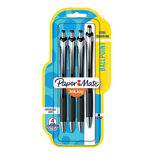 Paper Mate InkJoy 550 RT Retractable Ballpoint Pen, Medium Point 1.0mm, Black, 4/pk (1803507) at