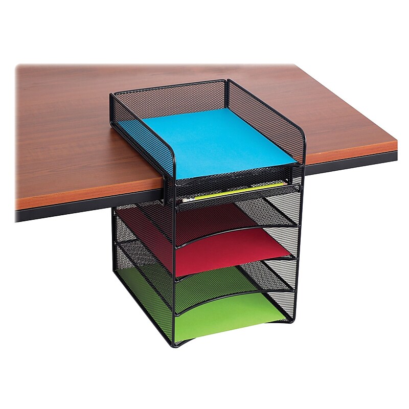 Safco Onyx Stackable Horizontal Hanging Desk Storage, Black Mesh (3240BL) image 1