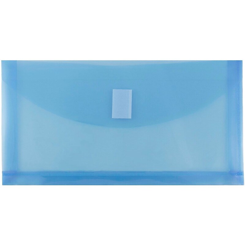 JAM Paper Plastic Filing Envelope with Hook & Loop Closure, 5.25" x 10", Blue, 12/Pack (921V1BU) image 1