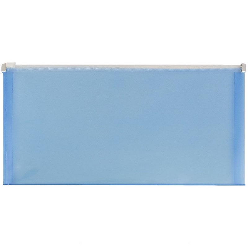 JAM Paper Expanding Wallet with Zipper Closure, 4.75" x 9.5", Blue, 12/Pack (921Z1BU) image 1
