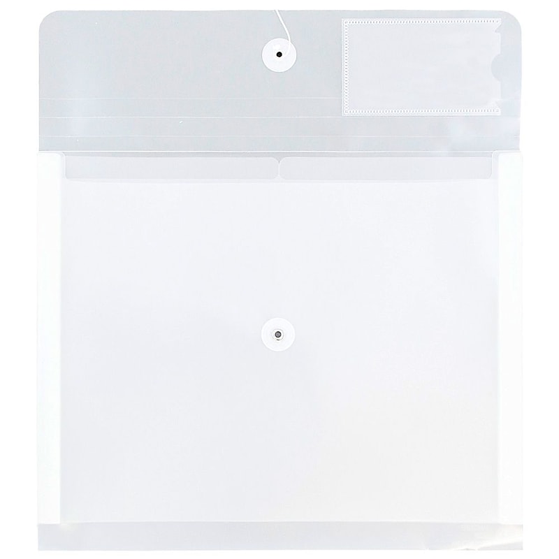 JAM Paper® Plastic Envelopes with Button and String Closure & 2 Dividers, Letter Booklet, 12.75 x 10.5, Clear, 12/Pack (JSF228) image 1