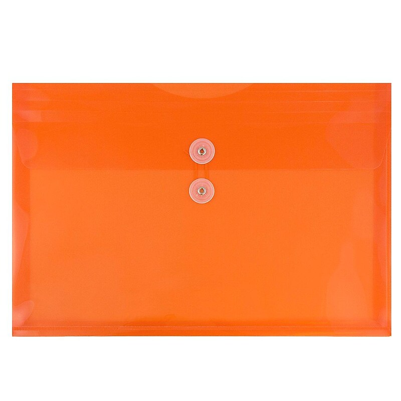 JAM Paper® Plastic Envelopes with Button and String Tie Closure, Letter Booklet, 9.75 x 13, Orange, 108/Pack (218B1ORB) image 1