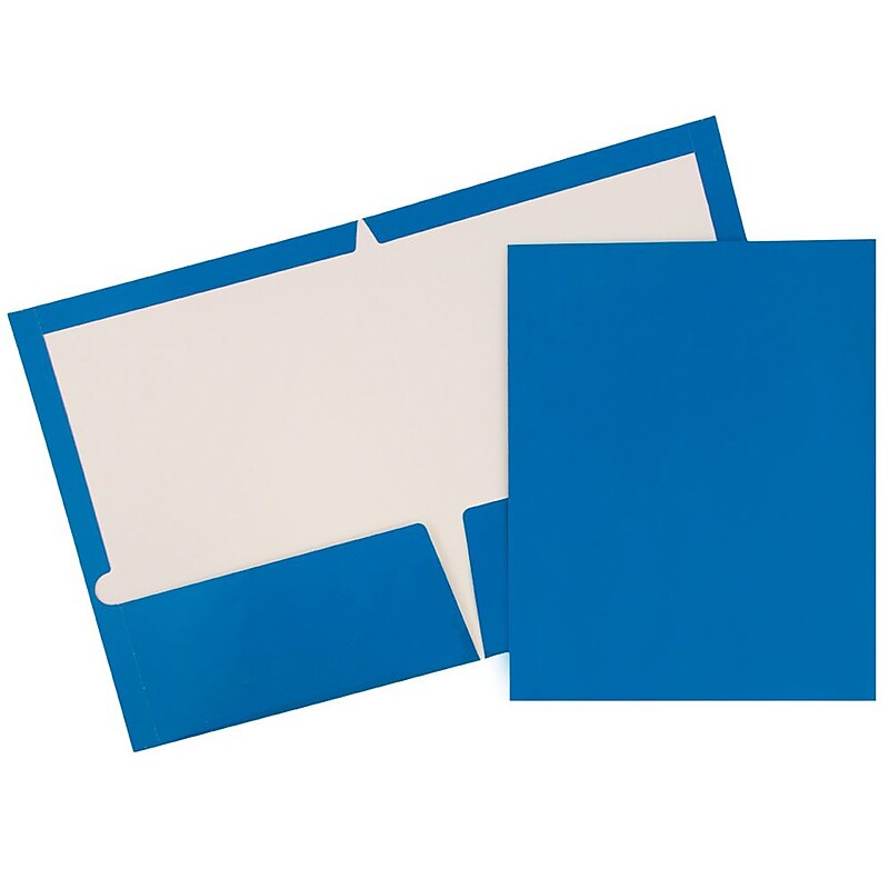 JAM Paper Laminated 2-Pocket Glossy Presentation Folders, Blue, 25/Pack (385GBUD) image 1