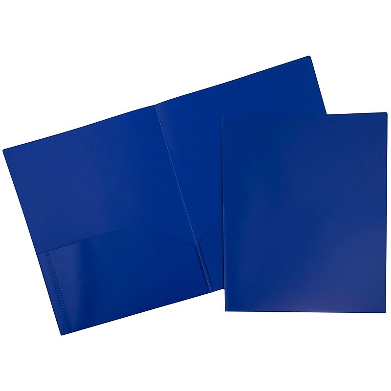 JAM Paper POP 2-Pocket Plastic Portfolio Folder, Deep Blue, 6/Pack (382Ebud) image 1