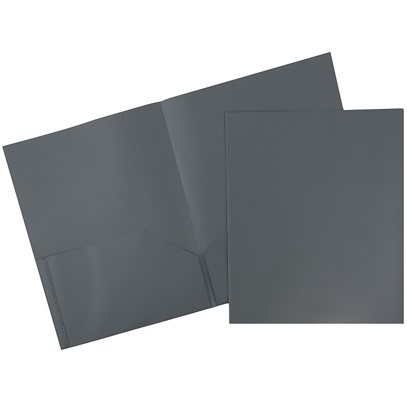 JAM Paper POP 2-Pocket Portfolio Plastic Folder, Gray, 96/Box (382EGYB) image 1