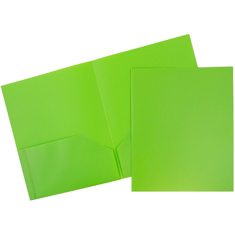 JAM Paper 2-Pocket PlasticFolders, Lime Green, 6/Pack (382Eligrd) image 1