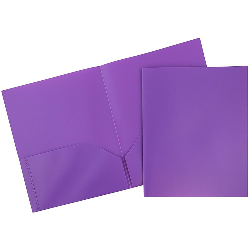JAM Paper POP Two-Pocket Plastic Folders, Purple, 6/Pack (382Epud) image 1