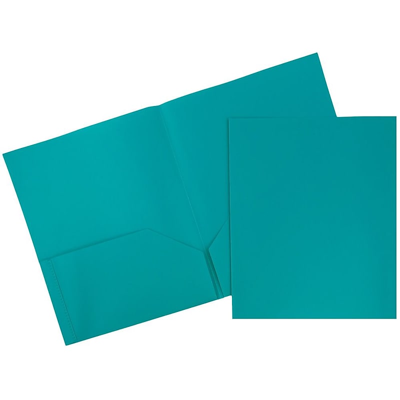 JAM Paper POP Two-Pocket Plastic Folders, Teal, 6/Pack (382Eted) image 1