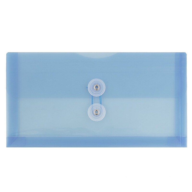 JAM Paper® Plastic Envelopes with Button and String Tie Closure, #10 Business Booklet, 5.25 x 10, Blue, 12/Pack (921B1BU) image 1