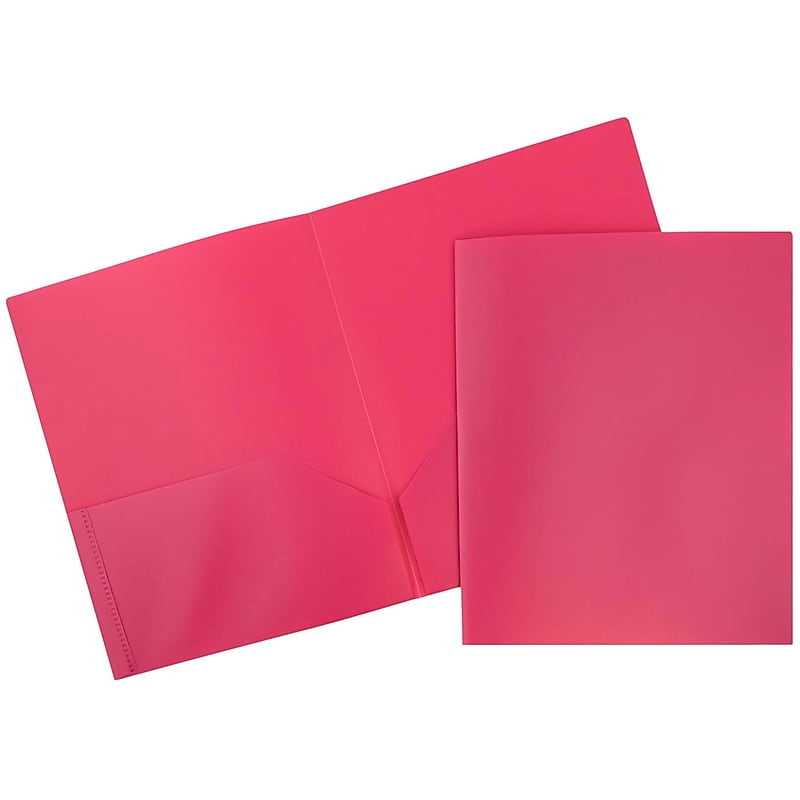 JAM Paper POP Two-Pocket Plastic Folders, Pink, 6/Pack (383Efud) image 1