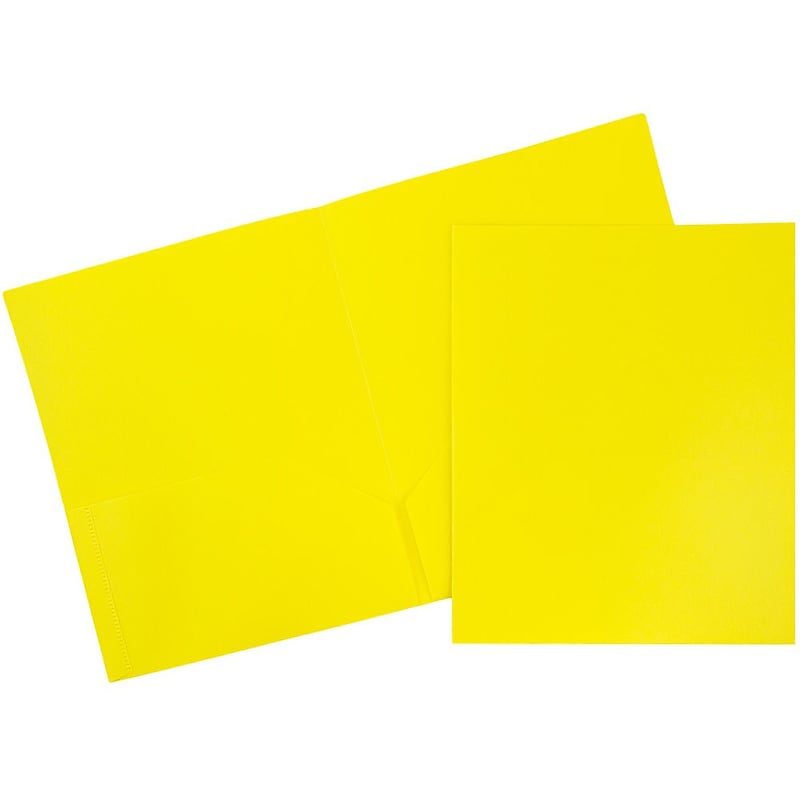 JAM Paper POP 2-Pocket Plastic Folder, Yellow, 6/Pack (382Eyed) image 1