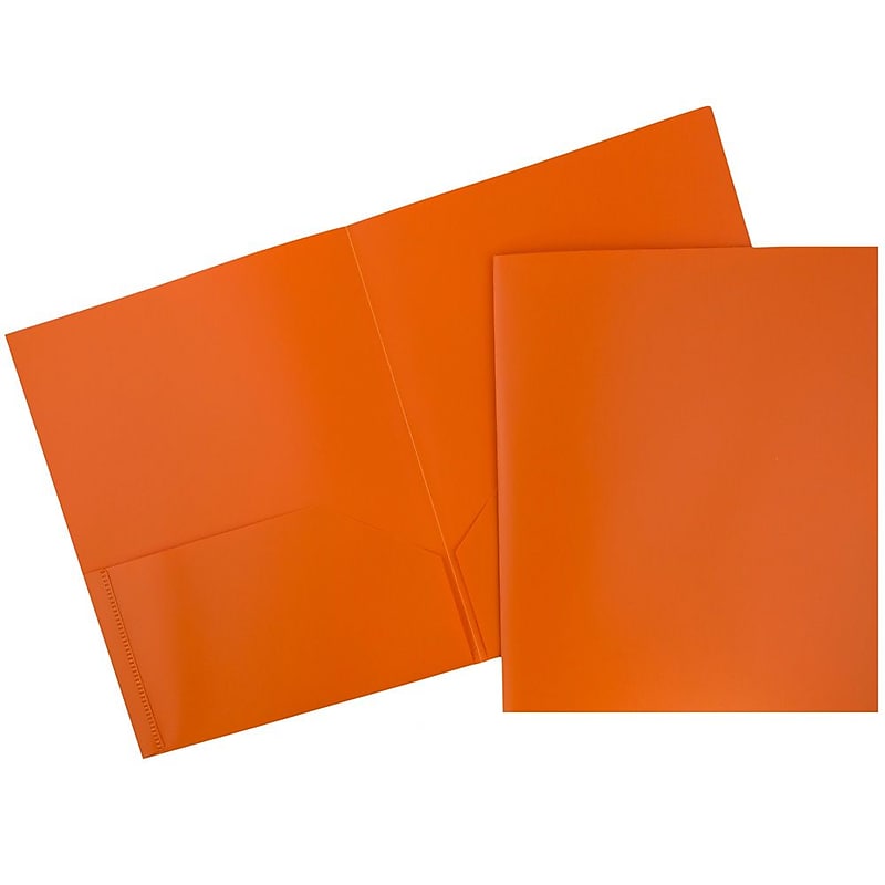 JAM Paper POP Two-Pocket Plastic Folders, Orange, 6/Pack (382Eord) image 1