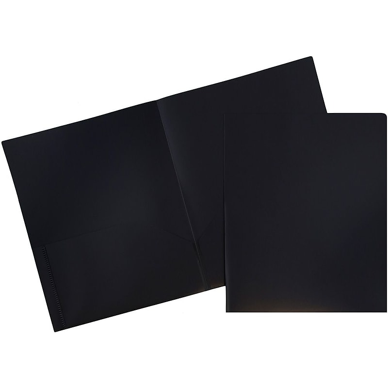JAM Paper POP Two-Pocket Plastic Folders, Black, 6/Pack (382Ebld) image 1