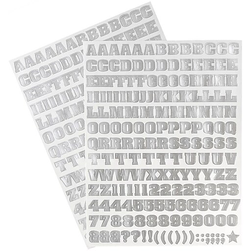 JAM Paper® Self Adhesive Alphabet Letters Stickers, Silver, 372/pack