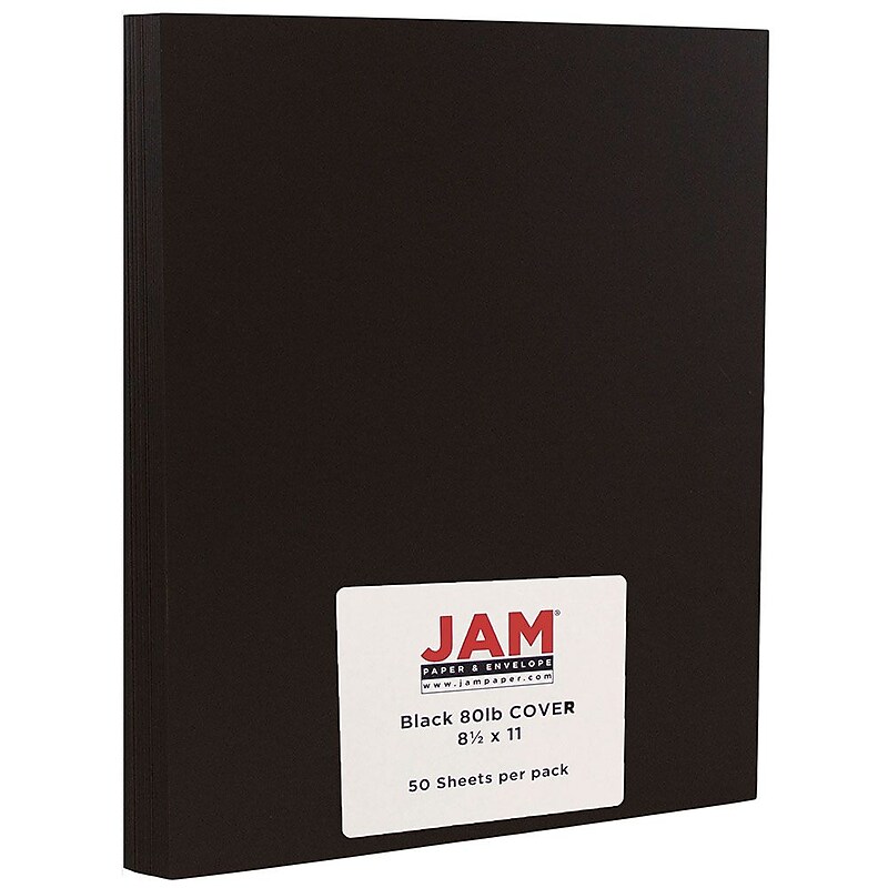 JAM Paper 80 lb. Cardstock Paper, 8.5" x 11", Black, 50 Sheets/Pack (64429575) image 1
