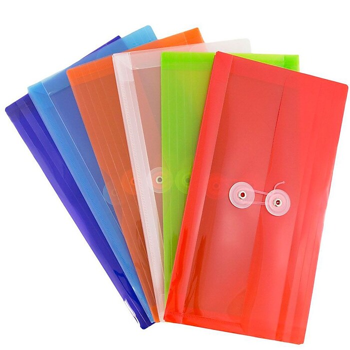 JAM Paper® Plastic Envelopes with Button and String, #10 Business