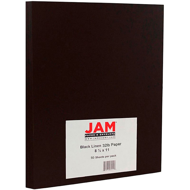 JAM Paper 30% Recycled Matte 8.5" x 11" Color Copy Paper, 32 lbs., Black Linen, 50 Sheets/Pack (11130) image 1